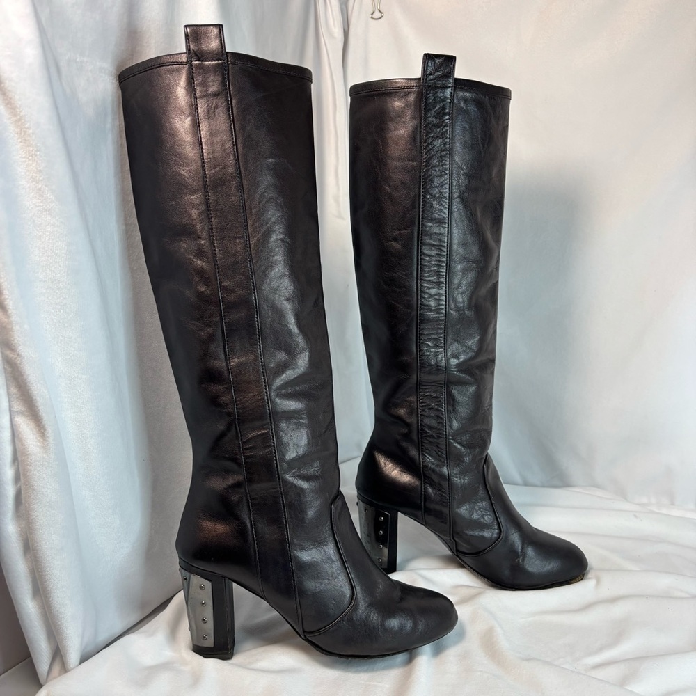 Rare REBECCA MINKOFF Sari Leather Black Leather Boots Sz 5 - Picture 7 of 11